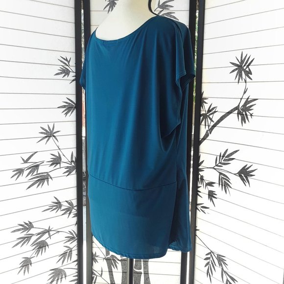 Simplicity by Azul Teal Side Gathered Blouse 3X - Picture 5 of 11